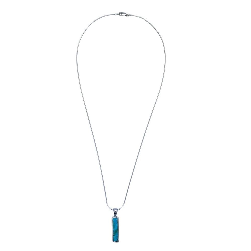 Genuine Turquoise and 925 Sterling Silver Chain Necklace - Picture 2 of 2